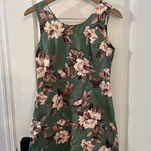 Evergreen Island Floral Green Sleeveless Hawaiian Mini‎ Dress